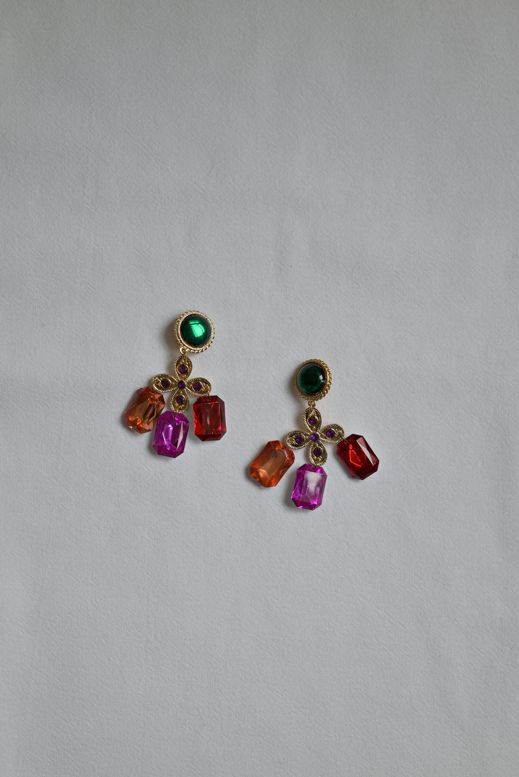 Clips d'oreilles Rosalia — Iris de Froment — clips dorés multicolores