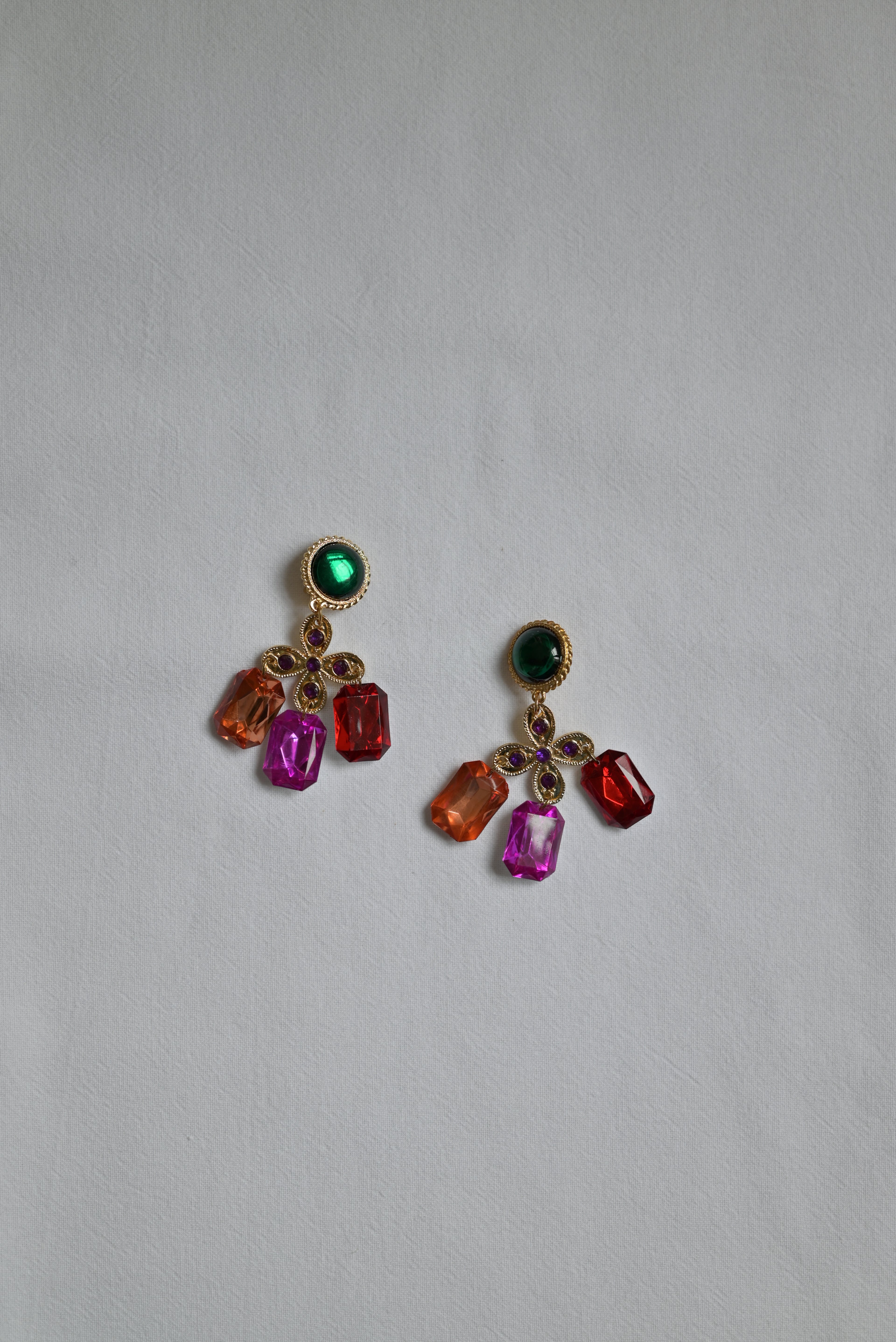 Clips d'oreilles Rosalia — Iris de Froment — clips dorés multicolores