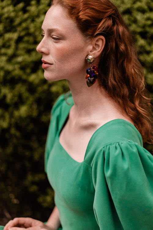 Clips d'oreilles Alma — Iris de Froment — clips fantaisie cœurs colorés