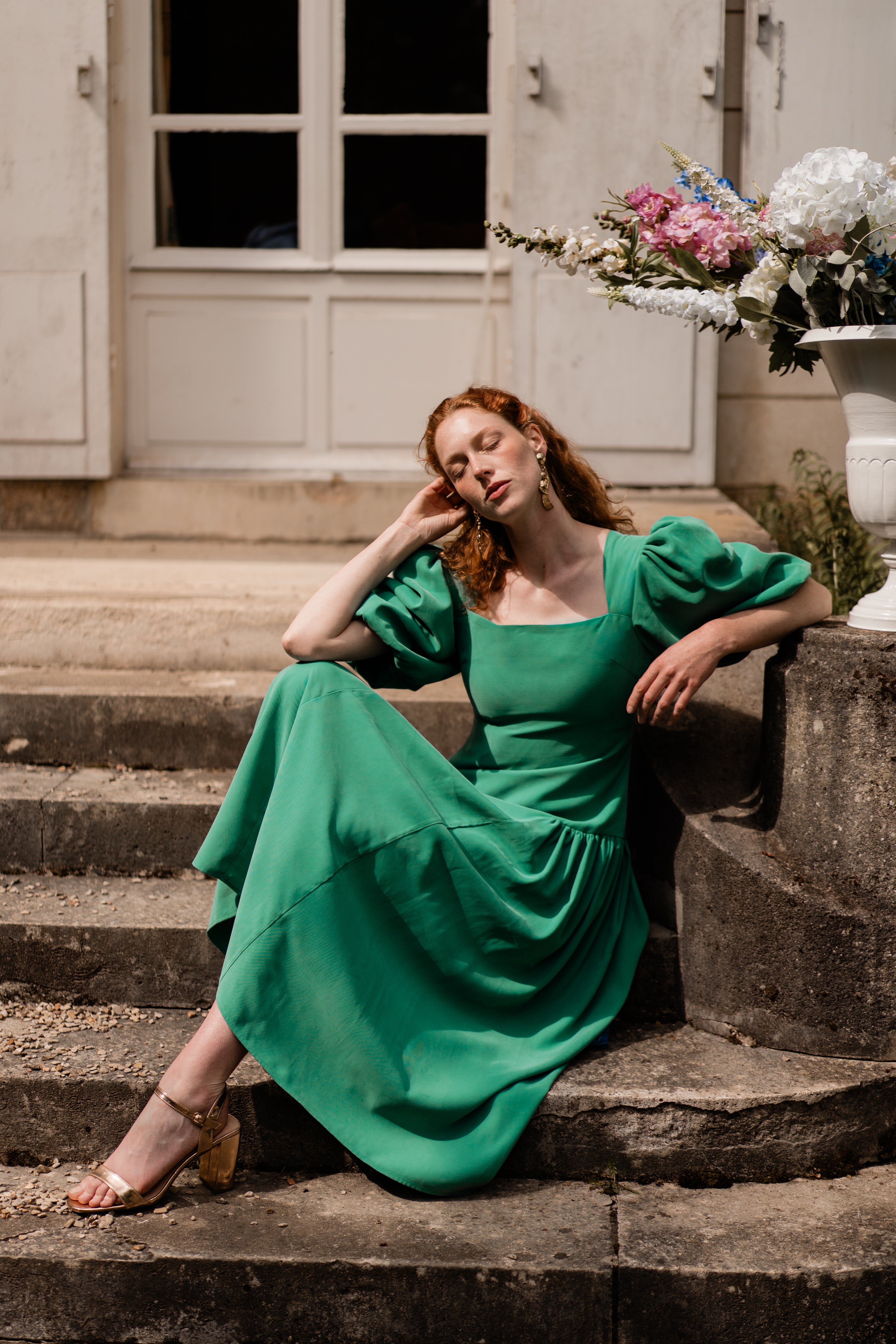 Robe Ivy — Iris de Froment — robe de cérémonie verte en viscose